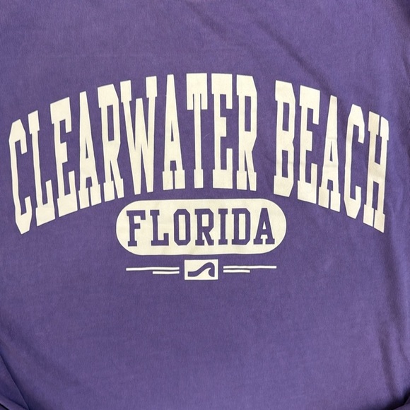 New Clearwater Beach Florida T-Shirt Purple Long Sleeve Cotton Surf Style Large - Picture 4 of 7